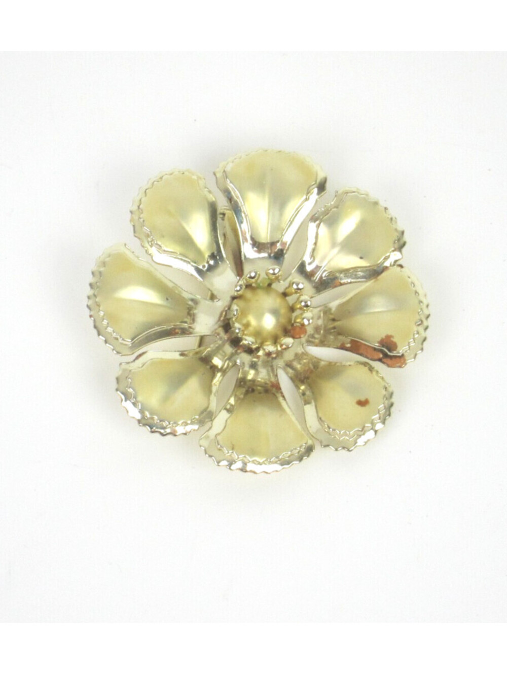 Vintage Flower Pin Brooch Gold Tone 2.2 inch Retro Costume Jewelry Hat Scarf Pin
